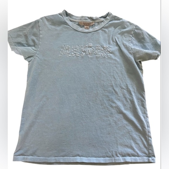 All Saints Blue Short Sleeve Tee Casual Cotton size 2 - Picture 1 of 3